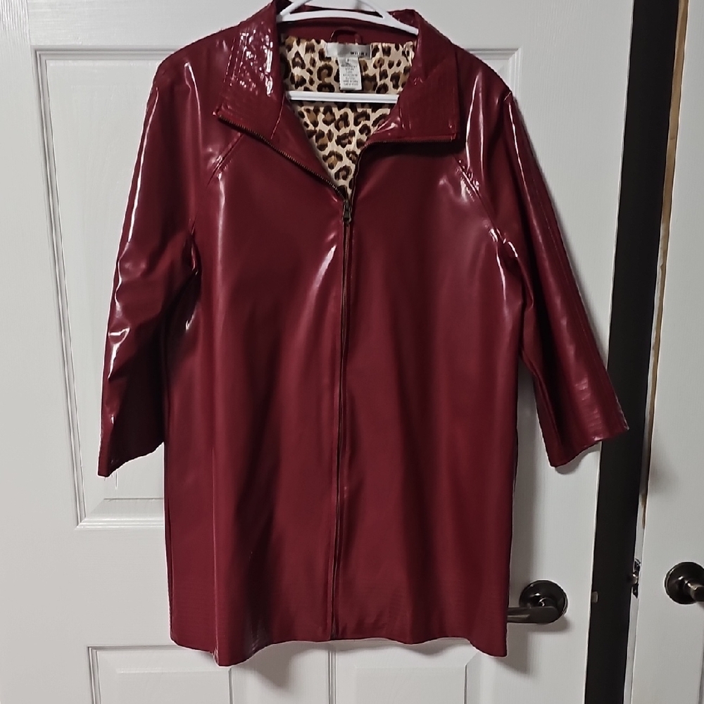 WD.NY Glossy Maroon Trench Coat
